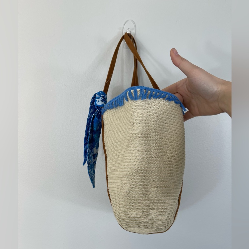 Women’s Beach Tote Bag Basketweave Tropical NEW - Picture 4 of 11